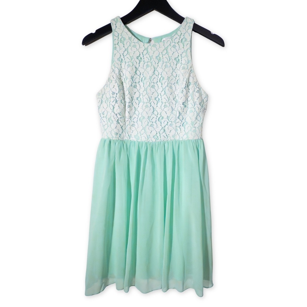 Emerald Sundae Lace Dress Juniors 5 Mint Green Lace Midi Fit Flare Coquette